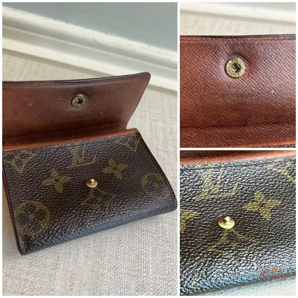 Authentic LOUIS VUITTON Vintage Brown Monogram Small Bifold Wallet RA0930